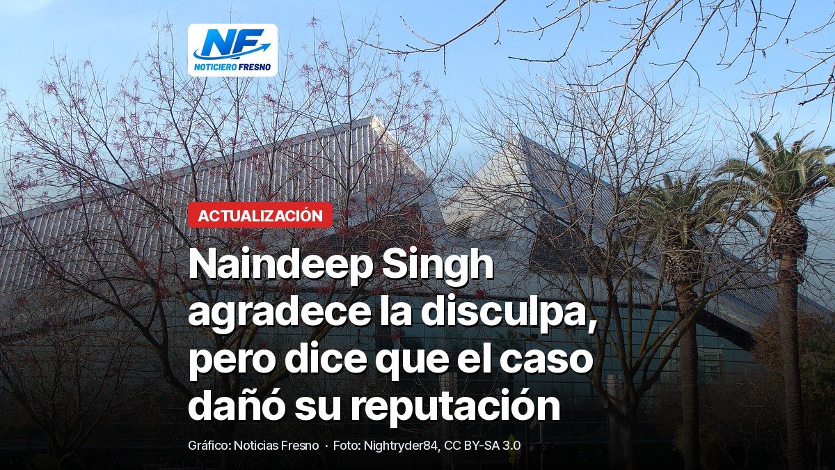 Foto de archivo del edificio del Ayuntamiento de Fresno de día, con el titular de la nota; no muestra a ninguna persona de la nota