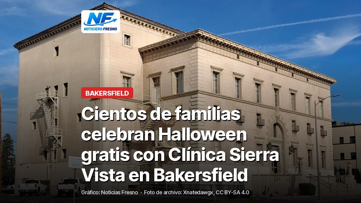 Foto de archivo de la calle 18 del centro de Bakersfield con el titular sobre el Trunk-or-Treat de Clínica Sierra Vista