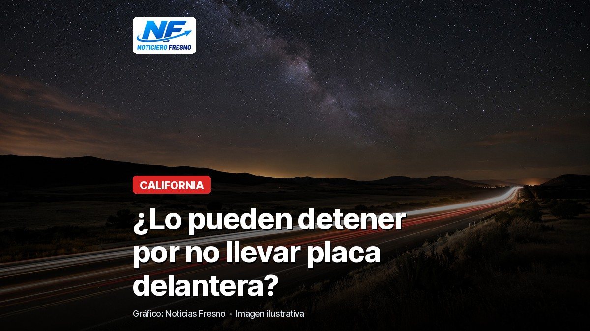 Carretera de noche, imagen ilustrativa, con el titular sobre la ley de las placas delanteras en California