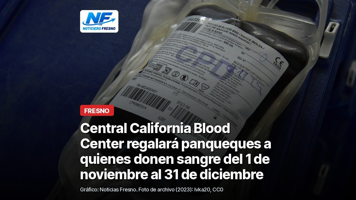 Foto de archivo de una bolsa de sangre donada, con el titular de la nota; no es de una colecta local