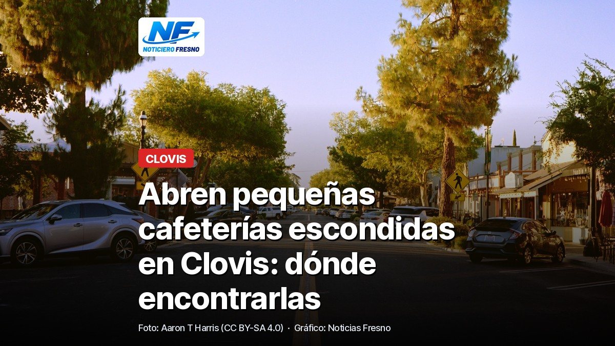 Avenida Pollasky en Old Town Clovis, con el titular de la nota