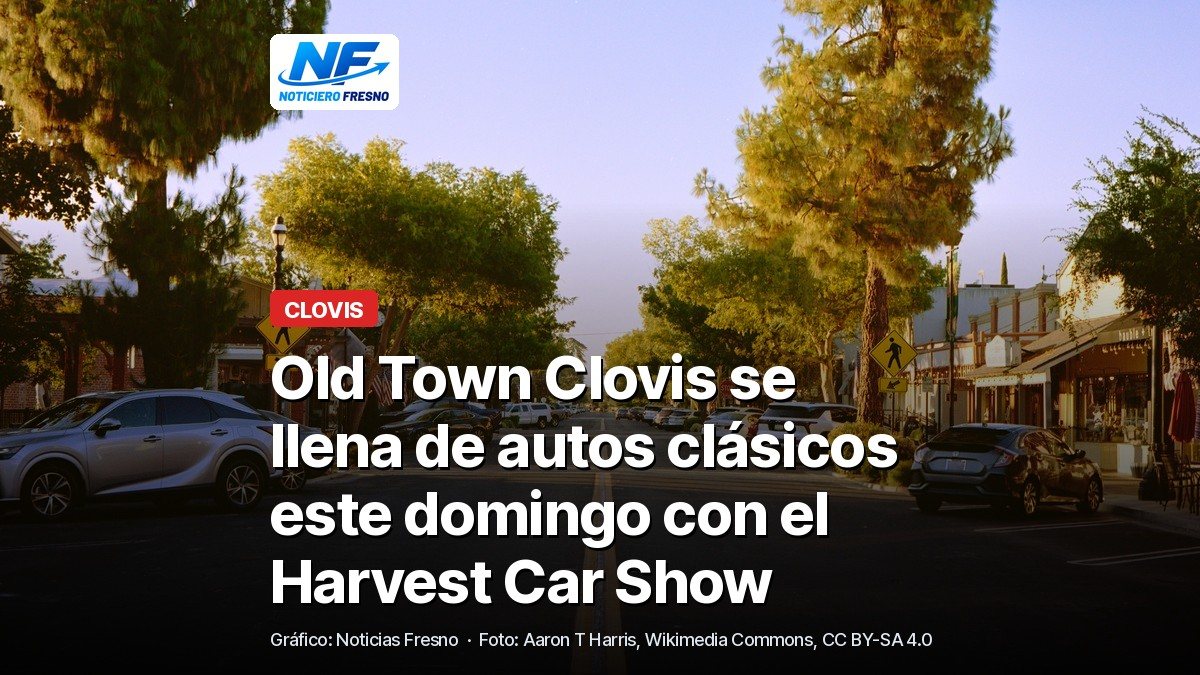 Avenida Pollasky en Old Town Clovis, foto de archivo, con el titular de la nota
