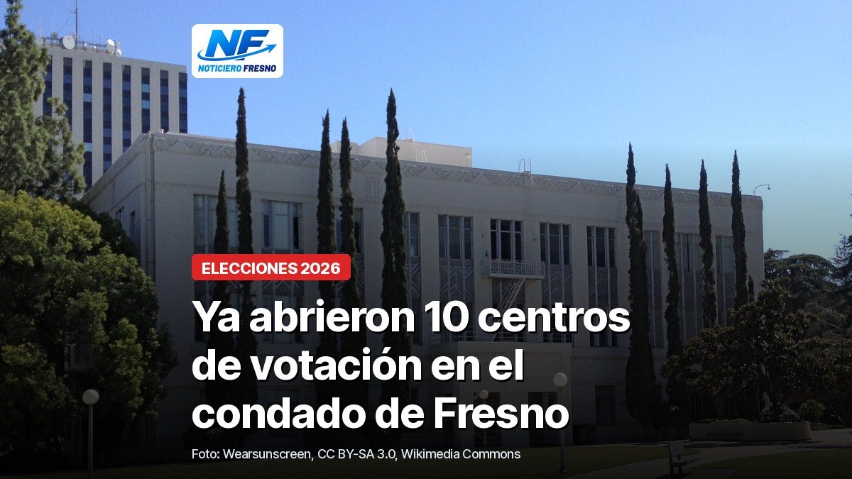 Hall of Records del Condado de Fresno, foto de archivo, con el titular de la nota sobre los centros de votación