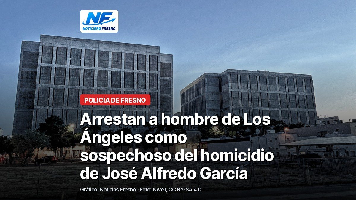 Foto de archivo del exterior de la Cárcel del Condado de Fresno, con el titular de la nota; no muestra a ninguna persona de la nota