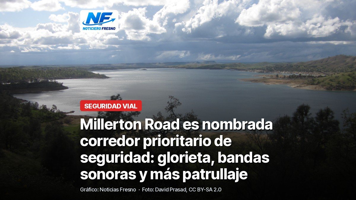 Foto de archivo de Millerton Lake y las colinas de la zona de Friant, en el norte del Condado de Fresno, con el titular de la nota