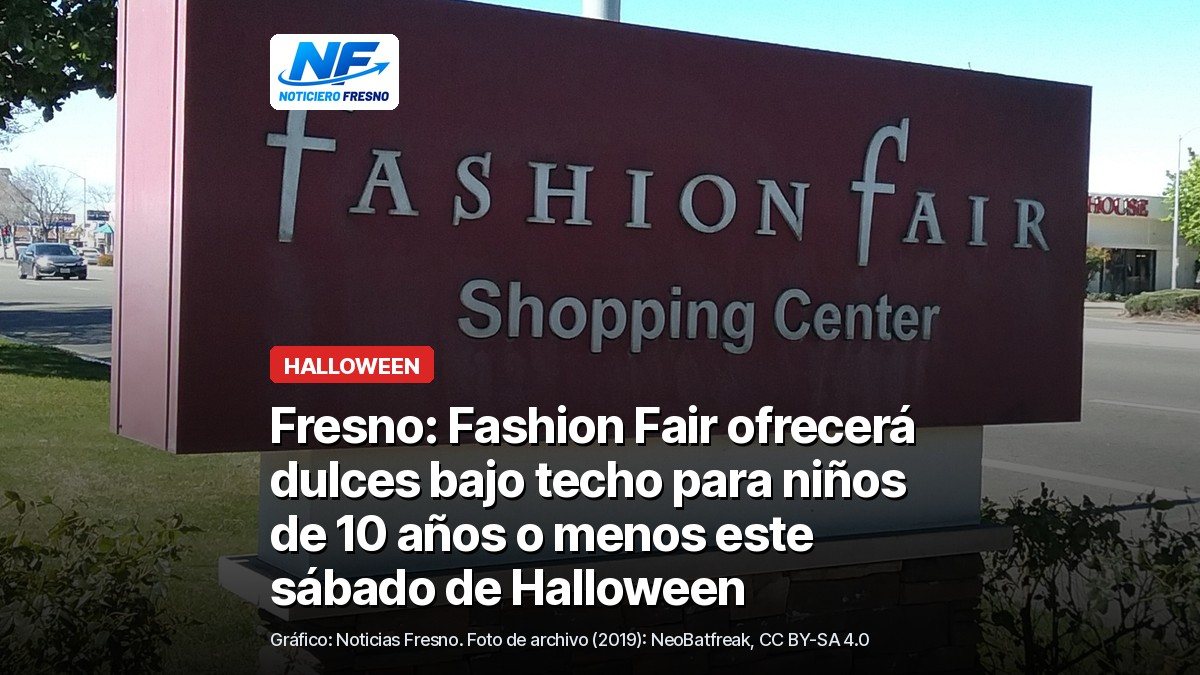 Letrero de Fashion Fair Shopping Center en la avenida Shaw de Fresno, foto de archivo de 2019, con el titular de la nota