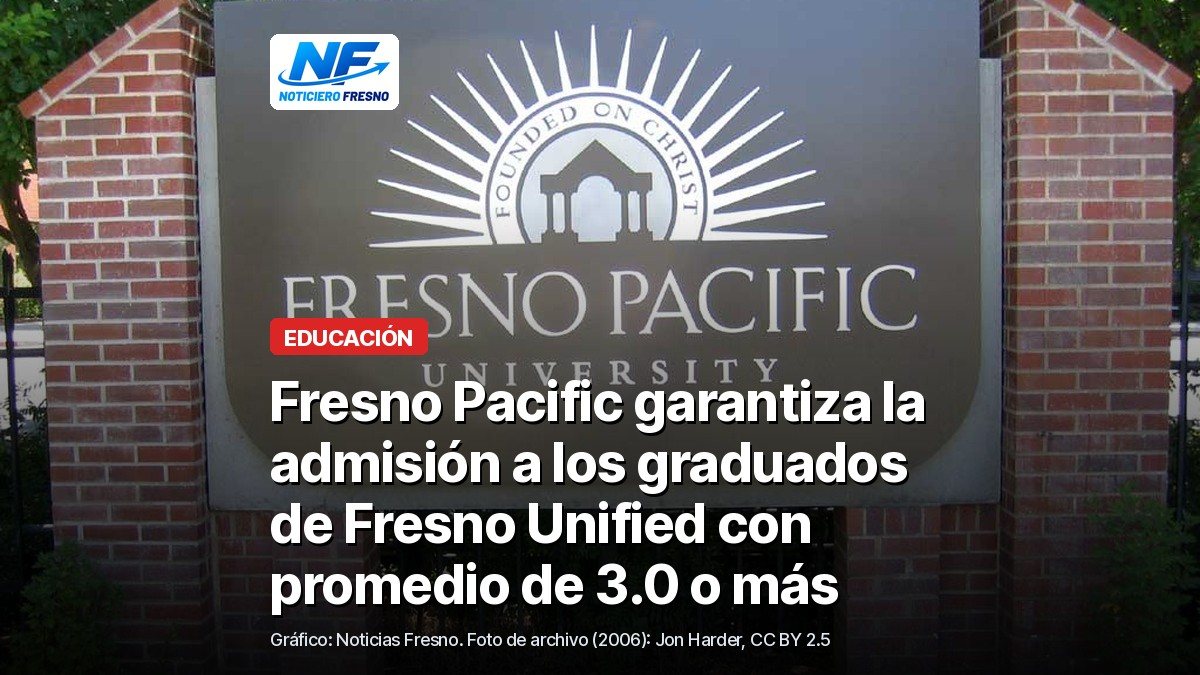 Foto de archivo de 2006 del letrero de ladrillo de Fresno Pacific University en Fresno, con el titular de la nota