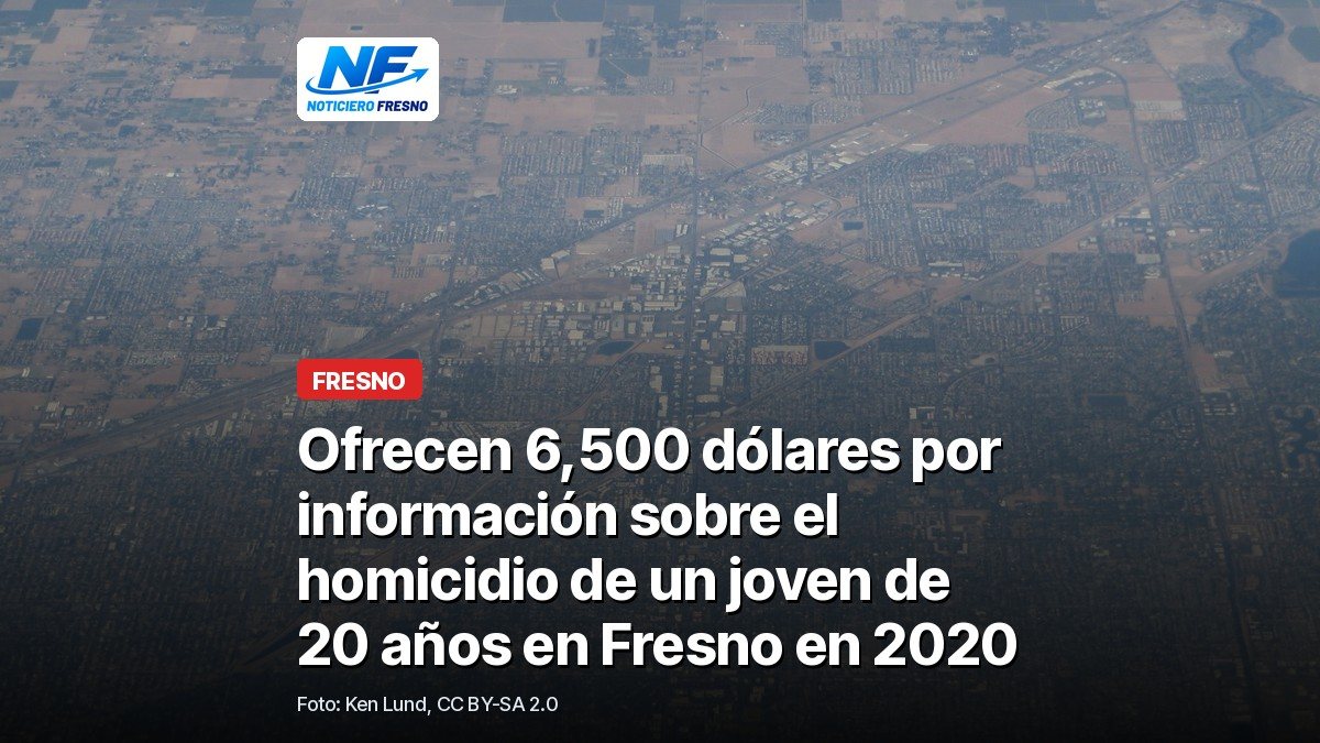 Foto de archivo de una vista aérea de Fresno, con el titular de la nota