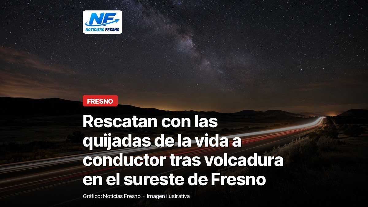 Carretera de noche, imagen ilustrativa genérica con el titular de la nota sobre la volcadura en la avenida Jensen