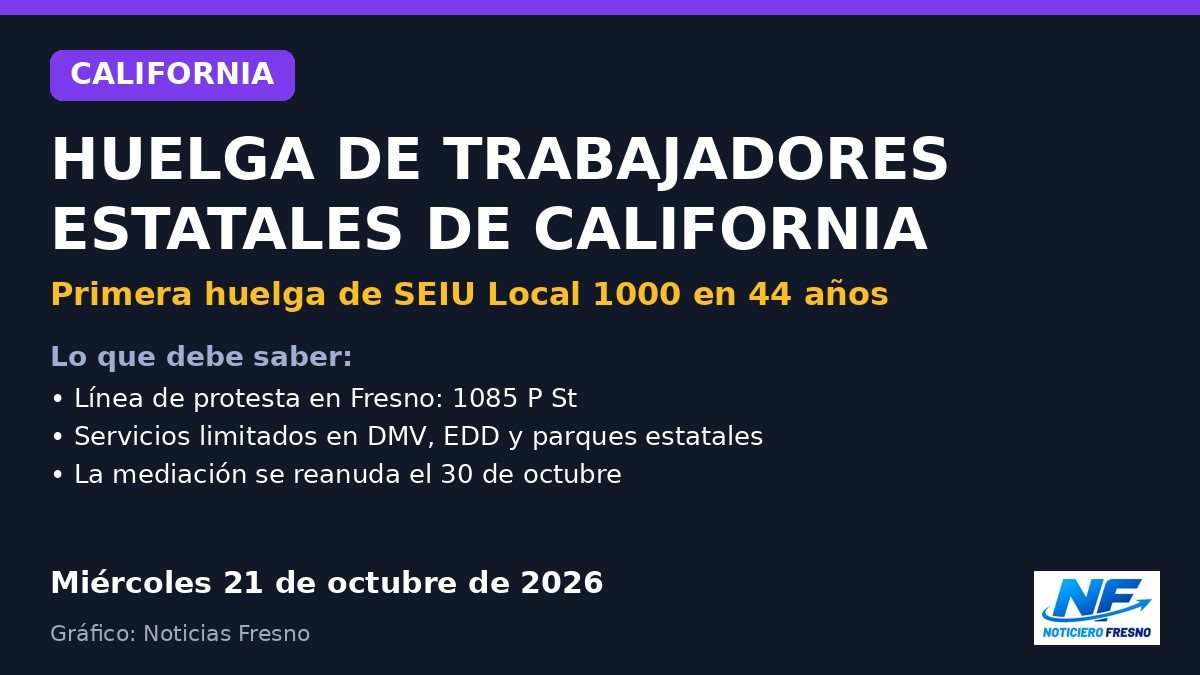Gráfico: huelga de trabajadores estatales de California, servicios del DMV y EDD