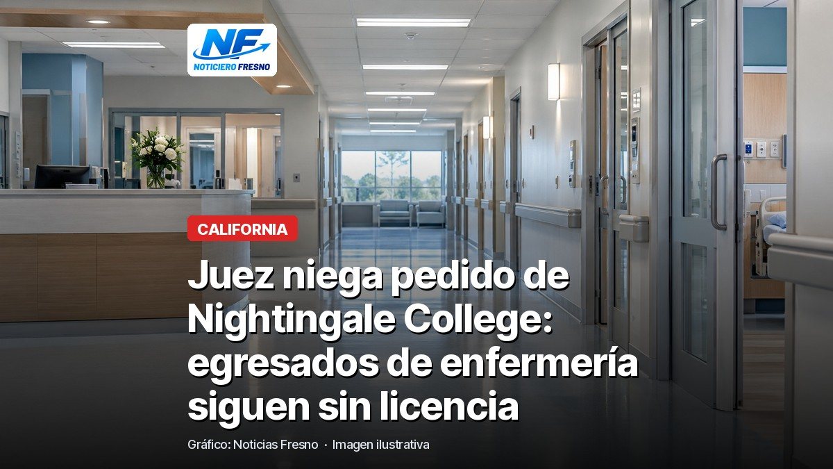 Imagen ilustrativa del pasillo de un hospital con el titular de la nota sobre el fallo contra Nightingale College