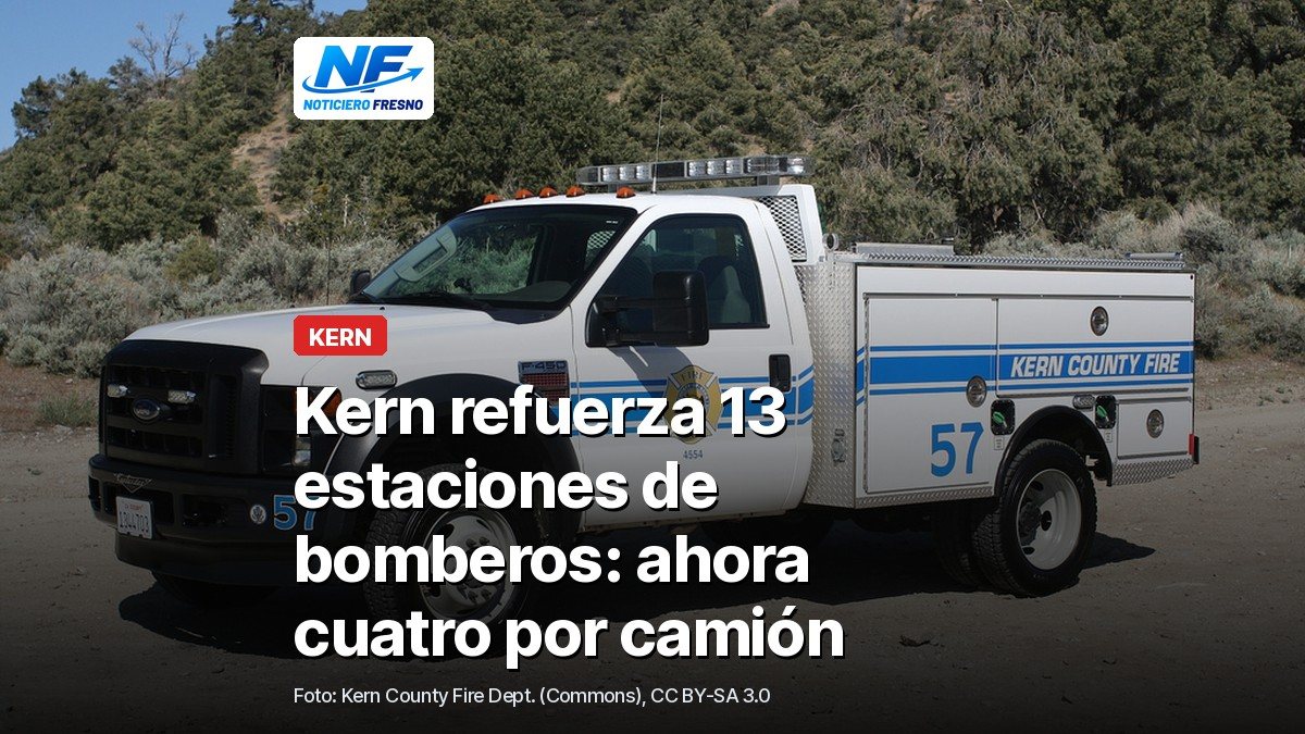 Foto de archivo de un vehículo del Departamento de Bomberos del Condado de Kern con el titular de la nota