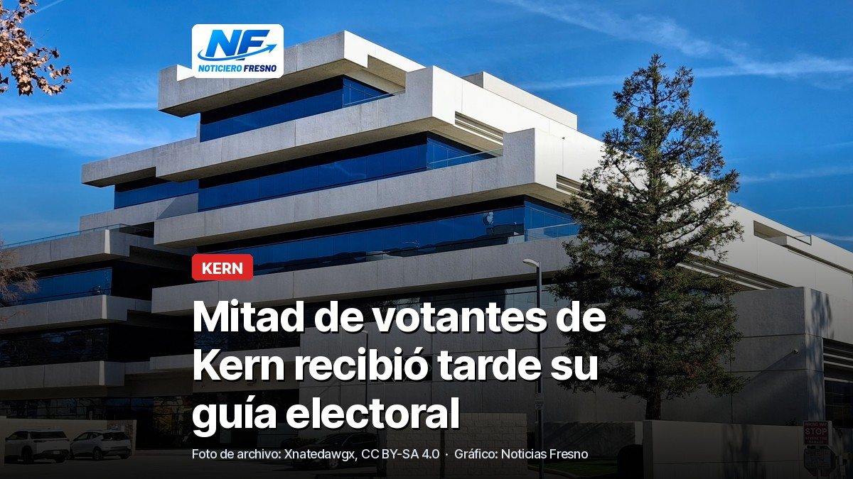 Centro Administrativo del Condado de Kern en Bakersfield, con el titular de la nota