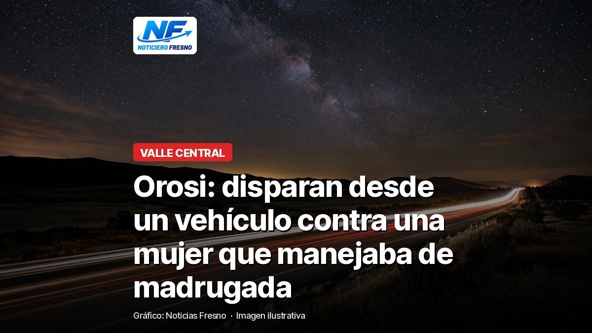 Imagen ilustrativa de una carretera de noche con el titular de la nota sobre la balacera en Orosi