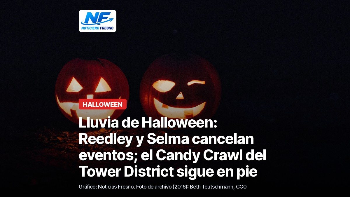 Dos calabazas de Halloween talladas e iluminadas de noche, foto de archivo de 2016 que no es de un evento del Valle, con el titular de la nota
